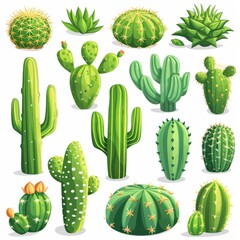 Set of cacti in pots