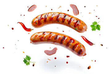 Grillfreude: Ein verlockendes Bild von einer leckeren Bratwurst, ideal für Liebhaber von Grillgenuss und kulinarische Illustrationen