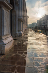 Venezian city shape with after rain water reflection 