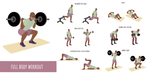 Senior man doing full body workout