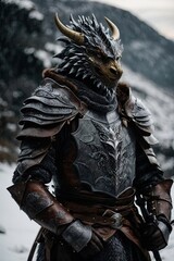Photorealistic Dragon Man in Armor - Digital Art Masterpiece
