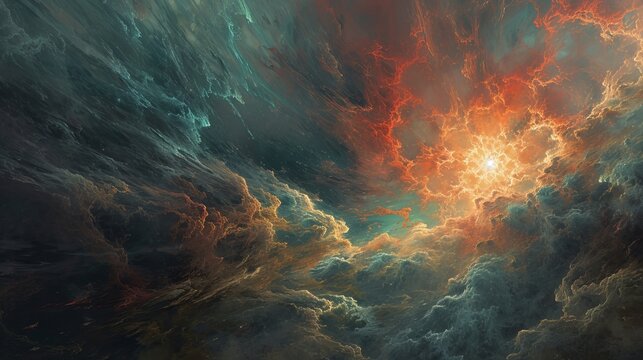 Mystical Veil Separating Two Parallel Universes, Ethereal Clouds Illuminated by Enigmatic Light, Teasing Glimpse of the Beyond