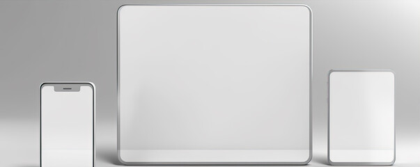 Computer screen or tablet desktop mock up on white background. - obrazy, fototapety, plakaty