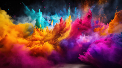 Fototapeta na wymiar Explosion of color pigments, representing Holi Fest