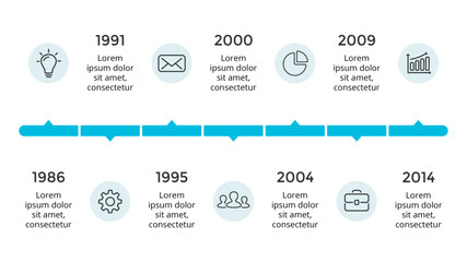 Infographic design template, Timeline concept with years, Can be used for workflow layout, diagram, banner, webdesign, presentations, banner, flow chart, concept with 5 steps. Vector illustration