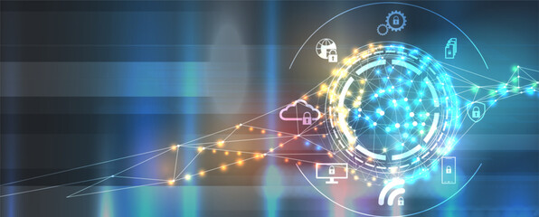 Technology Network Vector Background.. Science and technology presentation background. Big data connectivity software development wallpaper