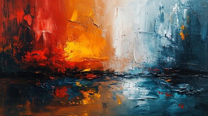 Abstract Expressionist Oil Painting in Warm Tones