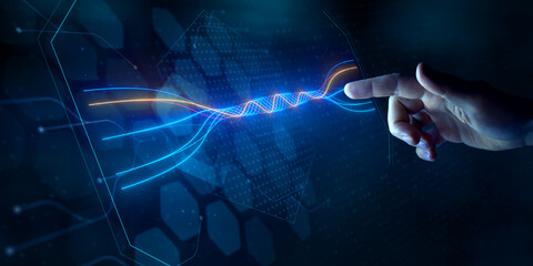 Big data analysis automated with AI. Machine learning and deep learning technology. Data scientist...