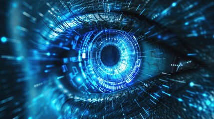futuristic digital eye data network and cyber security technology background