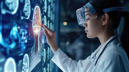 Doctor use robotic artificial intelligence medical technology diagnose - obrazy, fototapety, plakaty