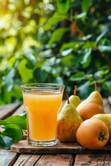 Fototapeta premium pear juice in a glass. Selective focus.