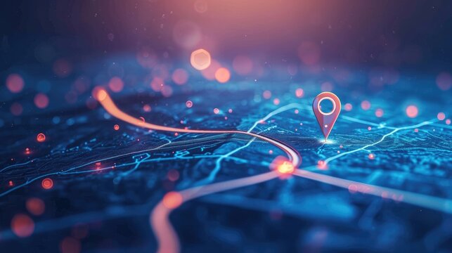 Fototapeta futuristic map pin location AI technology background