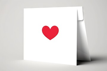Illustration of white paper envelope with red heart in center part of it standing vertical.