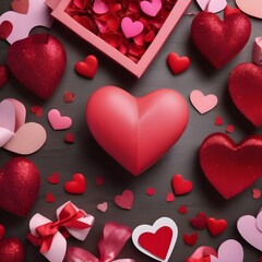 Top view photo of valentines day decorations valentines day concept, copy space