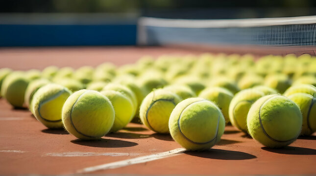 Close up of a tennis balls on tennis court