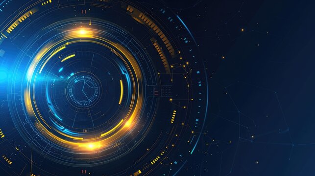 Abstract Futuristic Blue And Yellow Circle Interface Background