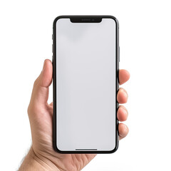 Modern Smartphone Mockup: Blank Screen Held in Hand on a Seamless Plain Background