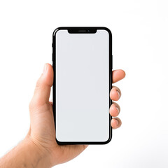 Modern Smartphone Mockup: Blank Screen Held in Hand on a Seamless Plain Background