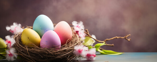 Group of Eggs in Nest on Table