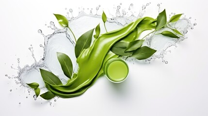 Organic cosmetic and beauty product for body and face care with marin algae. Jar of face or body cream and marin algae. Trendy sea algae cosmetics and seaweed