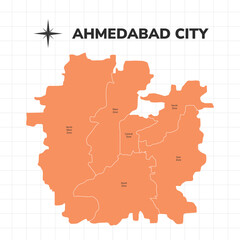 Ahmedabad City map illustration. Map of the City in India