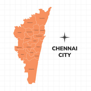 Chennai City map illustration. Map of the City in India