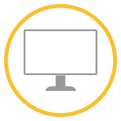 Button grau orange mit Monitor Icon: Computer Bildschirm