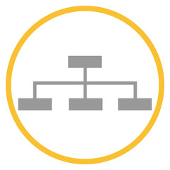 Button grau orange mit Netzwerk Icon; Hierachie Diagramm