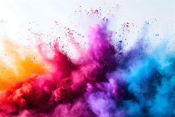 Holi concept - abstruct background with holi colored powders splashes