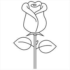 One Line Rose Flower Minimalism Drawing Vector Illustration Floral Art Design 