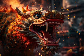 Fire-breathing red dragon , Generative AI