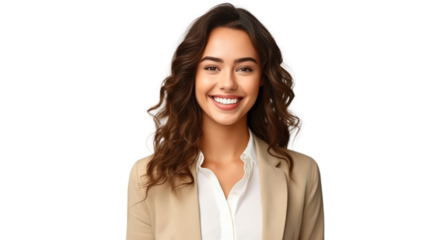 Business woman portrait isolated on transparent background. PNG
