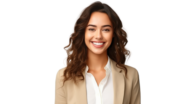 Business woman portrait isolated on transparent background. PNG