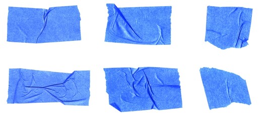 6 zerknitterte blaue Klebestreifen als Hintergrund Vorlage