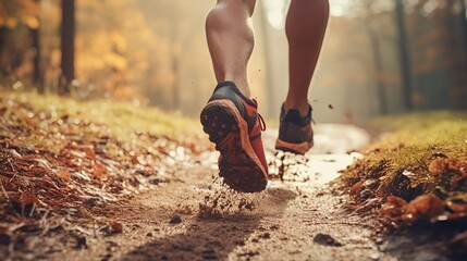 Outdoor trail running captured in stock photography , Outdoor trail running, stock photography, fitness - obrazy, fototapety, plakaty