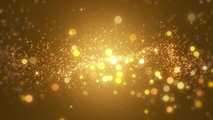 Background gold movement. Universe gold dust with stars on black background. Motion abstract of particles. VJ Seamless loop. 4k - Powered by Adobe