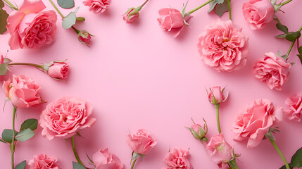 Beautiful flowers composition. Blank frame for text 
 valentines day concept. generative ai