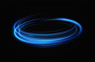 Blue neon ring. Glowing circle. Glow effect. Round light frame. abstract light lines of movement and speedAbstract light lines of movement and speed. light blue ellipse.