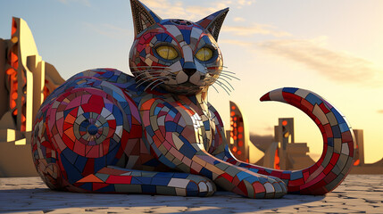 Fantasy Digital cute cat on a Ai Photo Generative