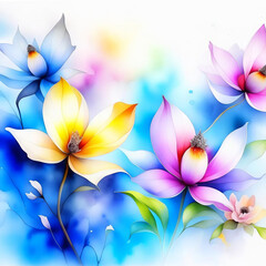 Watercolor flowers illustraration. Spring floral pattern