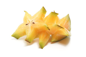 Fototapeta premium Sliced fresh organic star fruit delicious isolated on white background clipping path