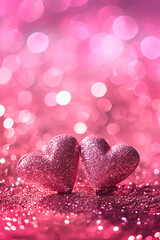 Obraz premium Hearts on a shiny background for Valentine's Day. Selective focus.