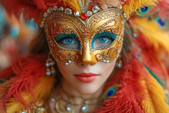 Mardi Gras Masked Marvel: A Vibrant Celebration of Color and Culture Generative AI
