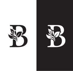 letter B flower letters. Vintage ornament initial Alphabet. Logo vector	
