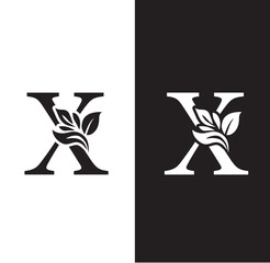 letter X flower letters. Vintage ornament initial Alphabet. Logo vector	

