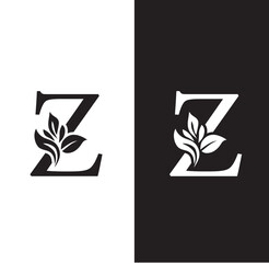 letter Z flower letters. Vintage ornament initial Alphabet. Logo vector	
