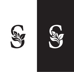 letter S flower letters. Vintage ornament initial Alphabet. Logo vector	
