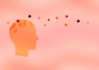 Illustration human head profile with abstract shapes