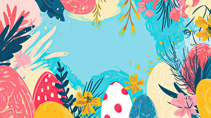 Naklejka premium Flowers and Eggs, A Colorful Composition of Natures Beauty