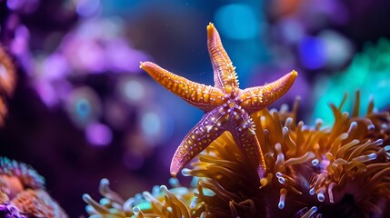 Generative AI : Fromia seastar in coral reef aquarium tank is one of the most amazing living...